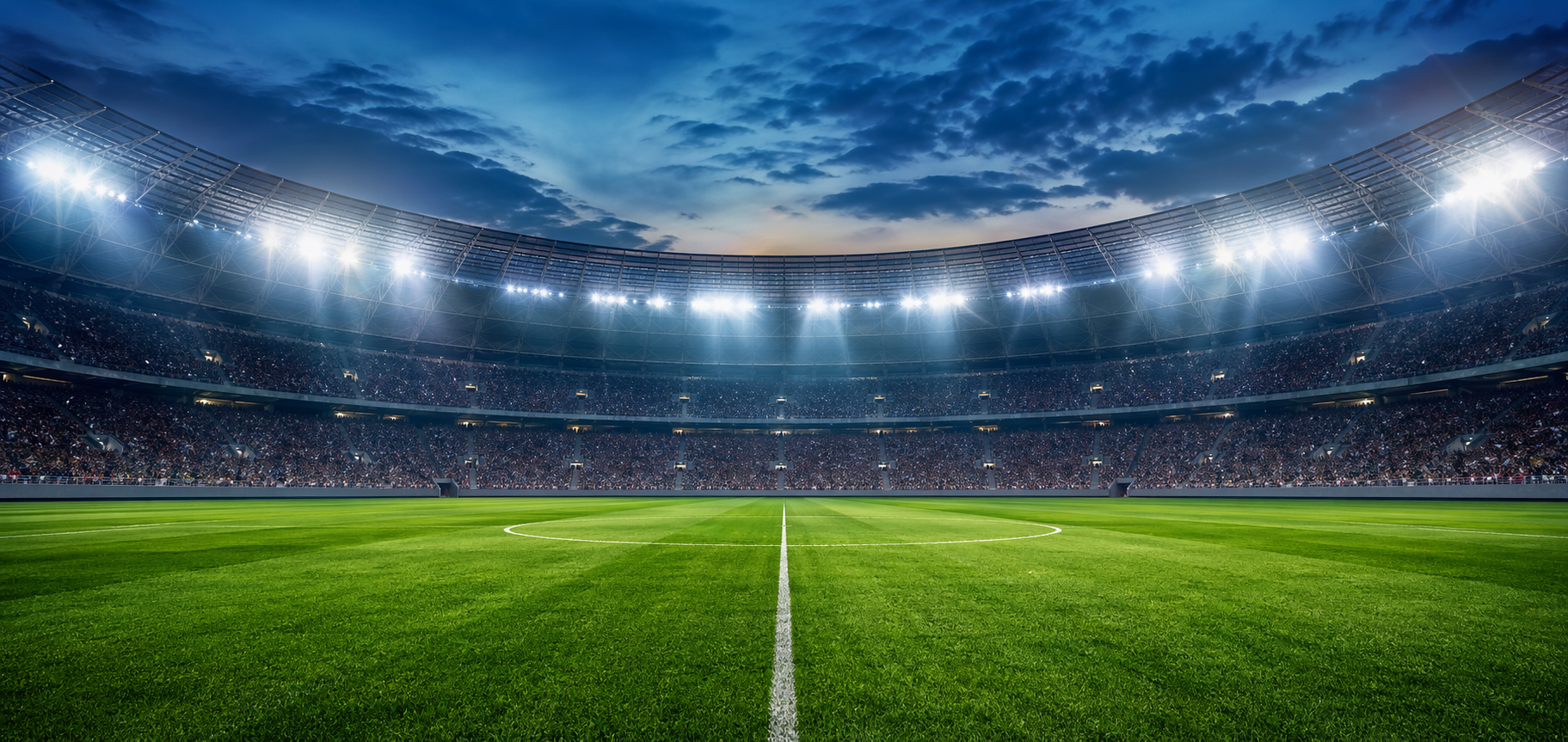 Esti stadionkép kivilágított pályával